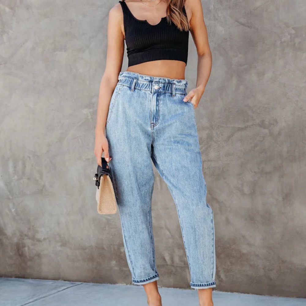 Vici Collection SONNET DENIM PAPER BAG PANTS Denim Jeans